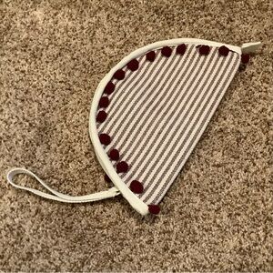 AB Casual clutch purse make up bag handmade NEW burgundy small stripe Boho